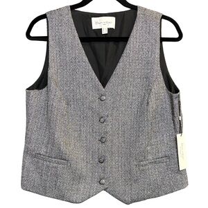 Haver & Blair Black  Academia Preppy Menswear Tweed Button Up Lined Vest Sz M
